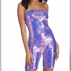 Windsor Purple Lilac Lavender Sequin Romper